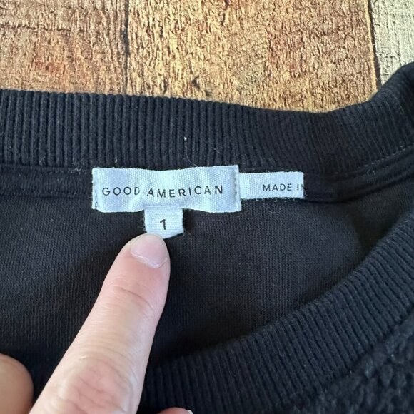 Good American Black Sherpa Fleece Sweatshirt & Joggers Set Size 1 - Picture 2 of 12